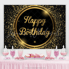 Lofaris Black And Light Brown Circle Happy Birthday Backdrop