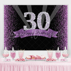 Lofaris Black and Purple Bokeh Diamond 30th Birthday Backdrop