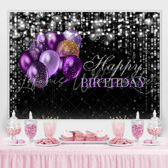 Lofaris Black and Silver Bokeh Purple Balloon Birthday Backdrop