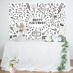 Lofaris Black And White Confetti Birthday Party Backdrop