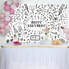 Lofaris Black And White Confetti Birthday Party Backdrop