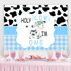 Lofaris Black And White Cow 1st Happy Birthday Party Backdrop