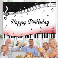 Lofaris Black and White Piano Keys Notes Birthday Backdrop