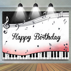 Lofaris Black and White Piano Keys Notes Birthday Backdrop