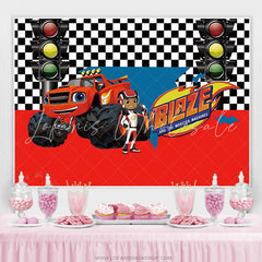 Lofaris Black And White Racing Checker Birthday Backdrop For Boy