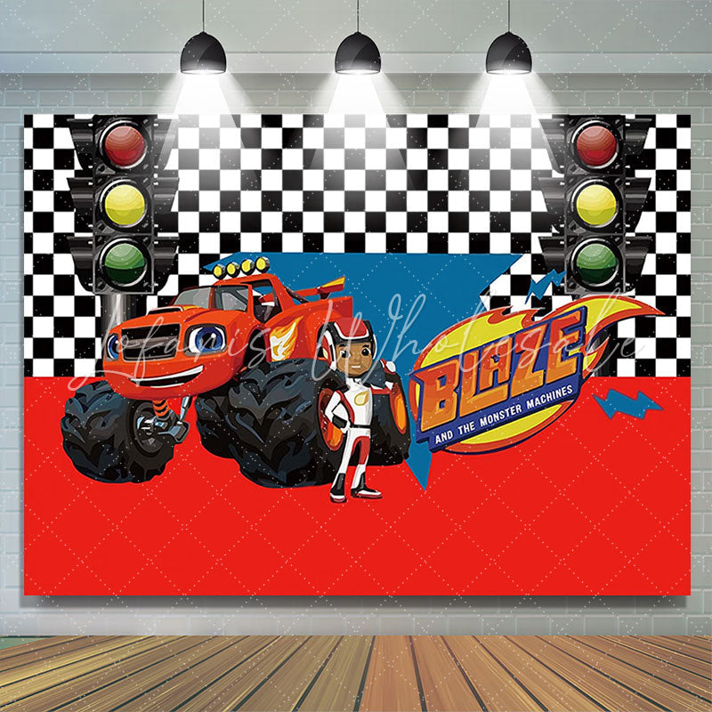 Lofaris Black And White Racing Checker Birthday Backdrop For Boy