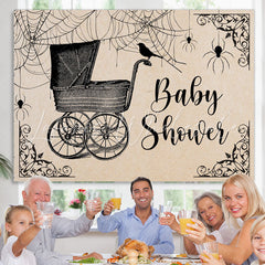 Lofaris Black Baby Cart And Spider Halloween Shower Backdrop