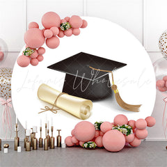 Lofaris Black Bachelor Cap Simple Circle Graduation Backdrop