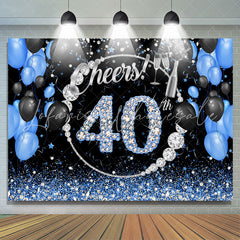 Lofaris Black Blue Glitter Cheers To 40Th Birthday Backdrop