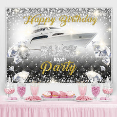 Lofaris Black Boat Party Shiny diamond birthday Backdrops