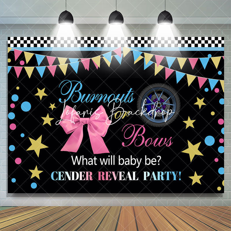 Lofaris Black Burnouts Or Bows Gender Reveal Party Backdrop