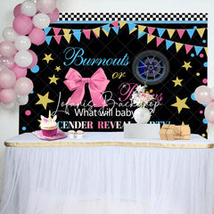 Lofaris Black Burnouts Or Bows Gender Reveal Party Backdrop