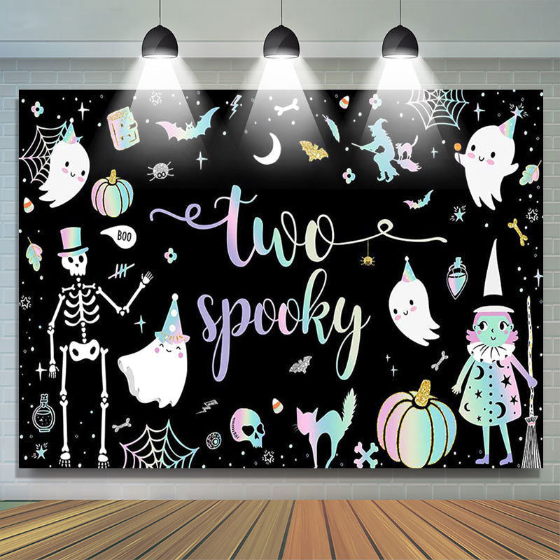 Lofaris Black Ghosts Halloween Two Spooky Birthday Backdrop