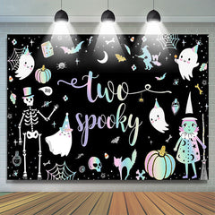 Lofaris Black Ghosts Halloween Two Spooky Birthday Backdrop