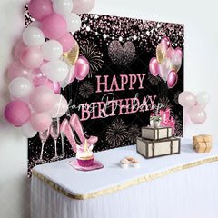 Lofaris Black Glitter Balloon Gifts Sparkle Birthday Backdrop