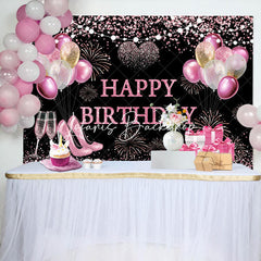 Lofaris Black Glitter Balloon Gifts Sparkle Birthday Backdrop