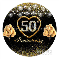 Lofaris Black Gold Balloon Happy 50Th Anniversary Backdrop