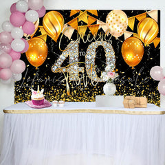 Lofaris Black Gold Balloons Cheers 40th Birthday Backdrop