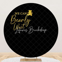 Lofaris Black Gold Bearly Wait Round Baby Shower Backdrop