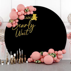 Lofaris Black Gold Bearly Wait Round Baby Shower Backdrop