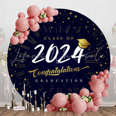 Lofaris Black Gold Class Of 2024 Round Graduation Backdrop