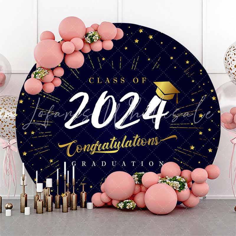 Lofaris Black Gold Class Of 2024 Round Graduation Backdrop