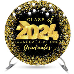 Lofaris Black Gold Dot Light Round Graduation Party Backdrop