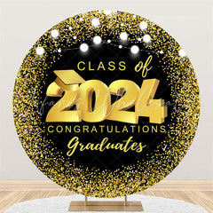 Lofaris Black Gold Dot Light Round Graduation Party Backdrop