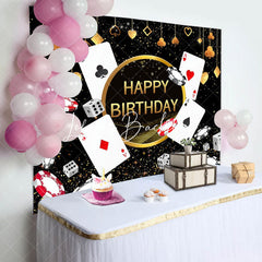 Lofaris Black Gold Poker Dice Casino Happy Birthday Backdrop