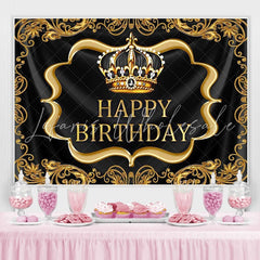 Lofaris Black gold royal crown birthday photo booth backdrop