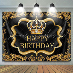 Lofaris Black gold royal crown birthday photo booth backdrop