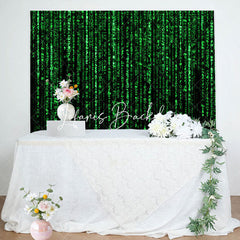 Lofaris Black Green Computer Code Happy Birthday Backdrop