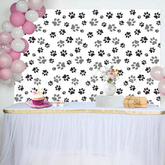 Lofaris Black Grey Prints Of Dog Pow Baby Shower Backdrop