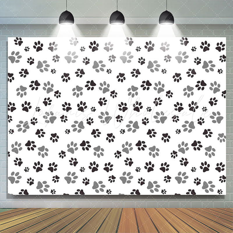 Lofaris Black Grey Prints Of Dog Pow Baby Shower Backdrop