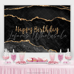 Lofaris Black Grey With Glitter Rose Golden Birthday Backdrop