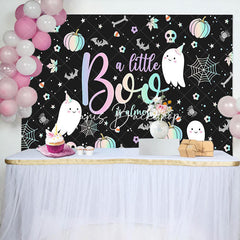 Lofaris Black Little Boo Bats Halloween Baby Shower Backdrop