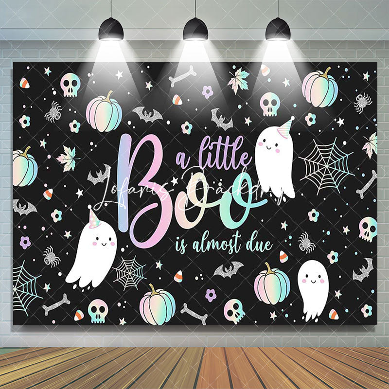 Lofaris Black Little Boo Bats Halloween Baby Shower Backdrop