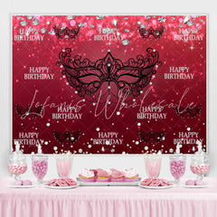 Lofaris Black Mask Red Diamonds Bokeh Girls Birthday Backdrop