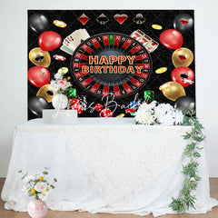 Lofaris Black Poker Casino Balloons Happy Birthday Backdrop