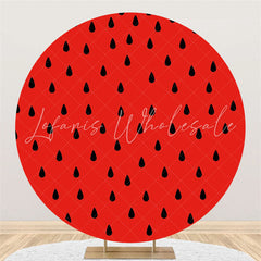 Lofaris Black Raindrops Round Red Backdrop For Birthday Party