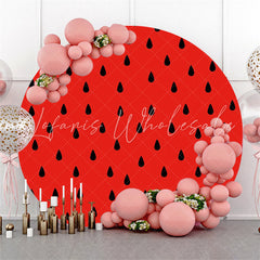 Lofaris Black Raindrops Round Red Backdrop For Birthday Party