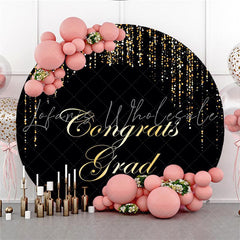 Lofaris Black Round Glitter Gloden Lines Congrategrad Backdrop