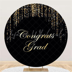 Lofaris Black Round Glitter Gloden Lines Congrategrad Backdrop