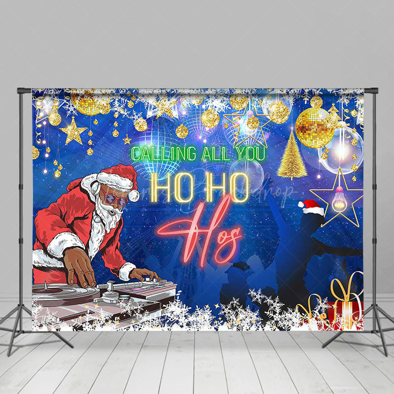 Lofaris Black Santa Disco Calling All You Ho Hos Backdrop