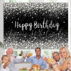 Lofaris Black Silver Bokeh Diamond Glitter Birthday Backdrop