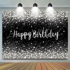 Lofaris Black Silver Bokeh Diamond Glitter Birthday Backdrop