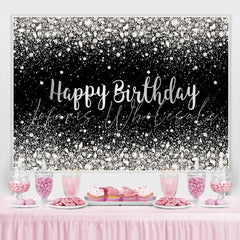 Lofaris Black Silver Bokeh Diamond Glitter Birthday Backdrop