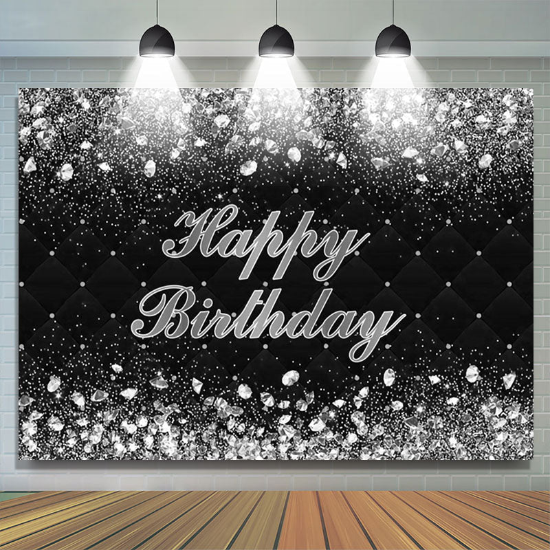 Lofaris Black Silver Diamond Glitter Birthday Party Backdrop