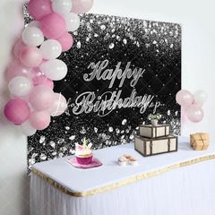 Lofaris Black Silver Diamond Glitter Birthday Party Backdrop