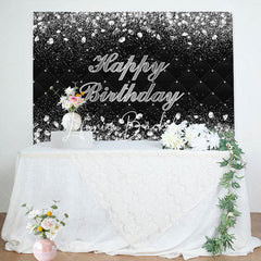 Lofaris Black Silver Diamond Glitter Birthday Party Backdrop